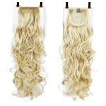 Extensie de par coada ondulata cu snur 65 cm  Blond Deschis Mixt BL15613
